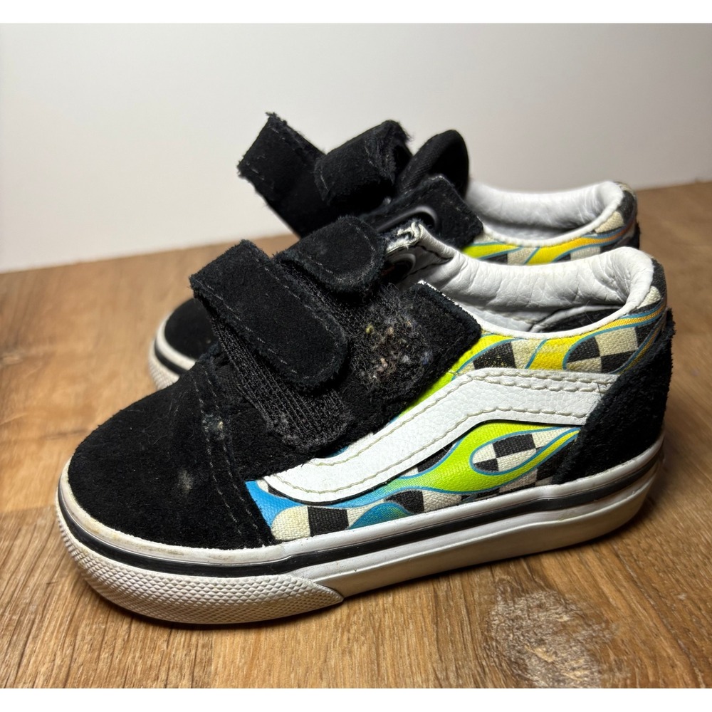 VANS Shoes Checkered Flames Baby Toddler‎ Size 4